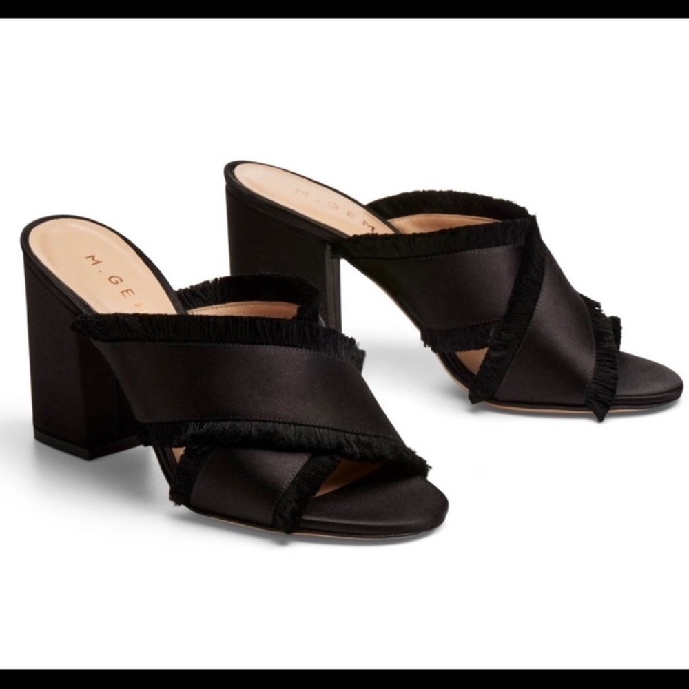 M. Gemi / The Spezia fringe satin crossover mule pump sandal  41 11